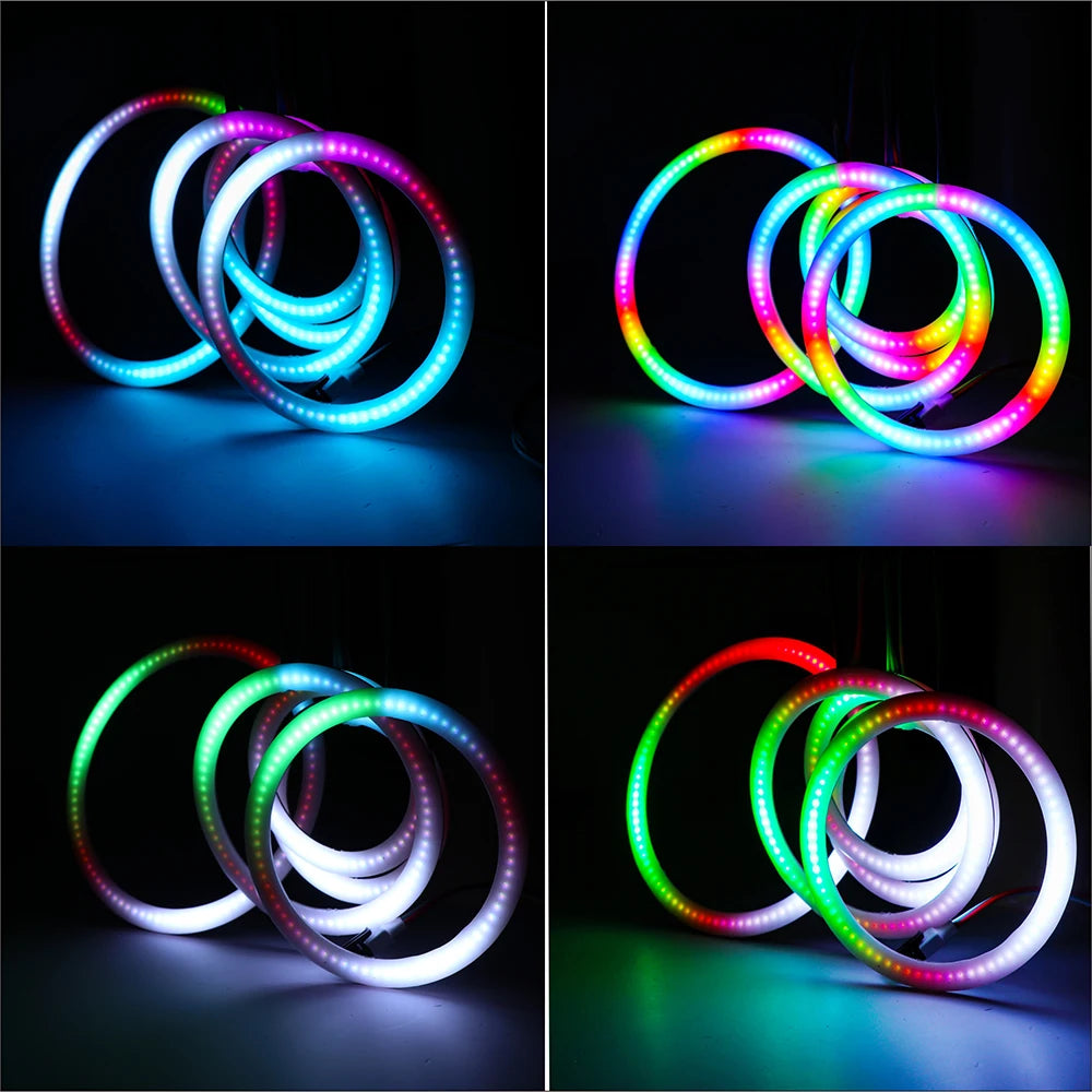 WS2812B COB Pixel Ring Light  27/48/73/96/120mm Individually Addressable WS2812 IC Smart DC5V RGB RING COB  Light Addressable 5V