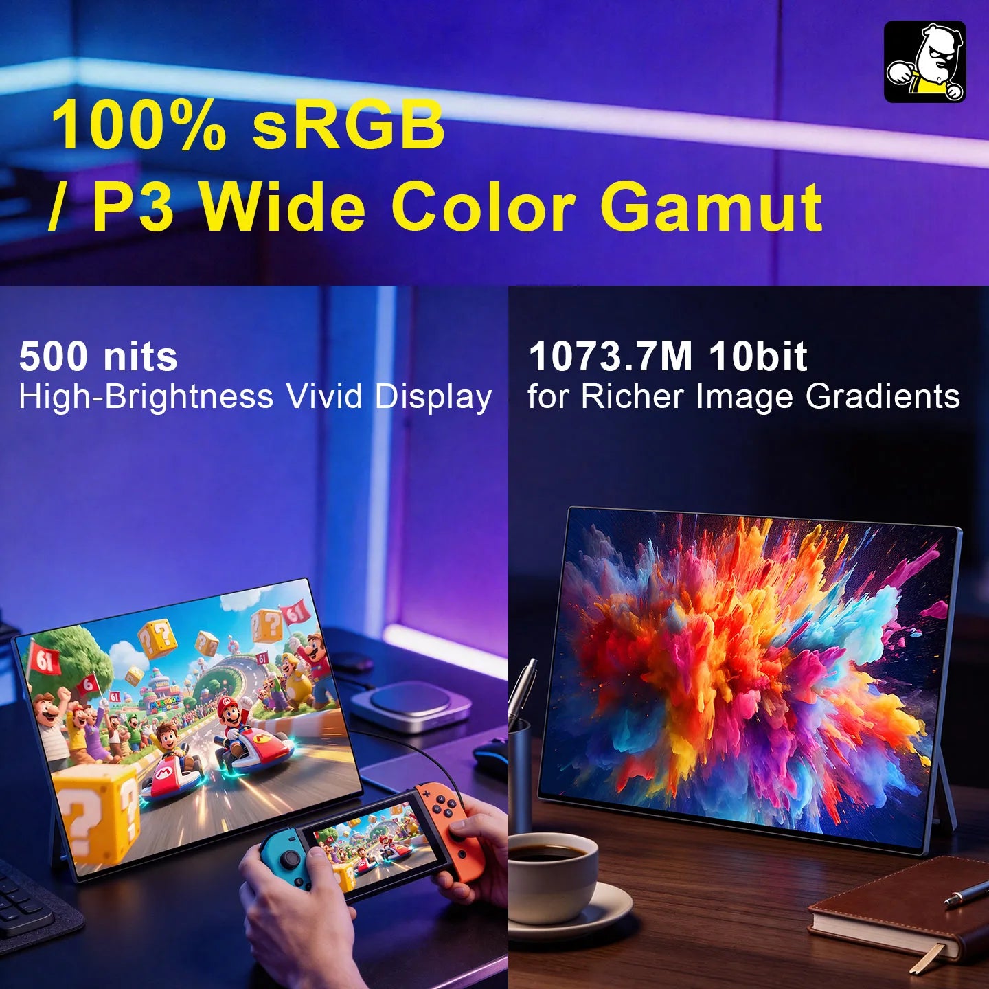 16-inch 2.5K Touchscreen Full Aluminum CNC Full Lamination 144Hz High-Definition High-Brightness One-Cable Portable Monitor