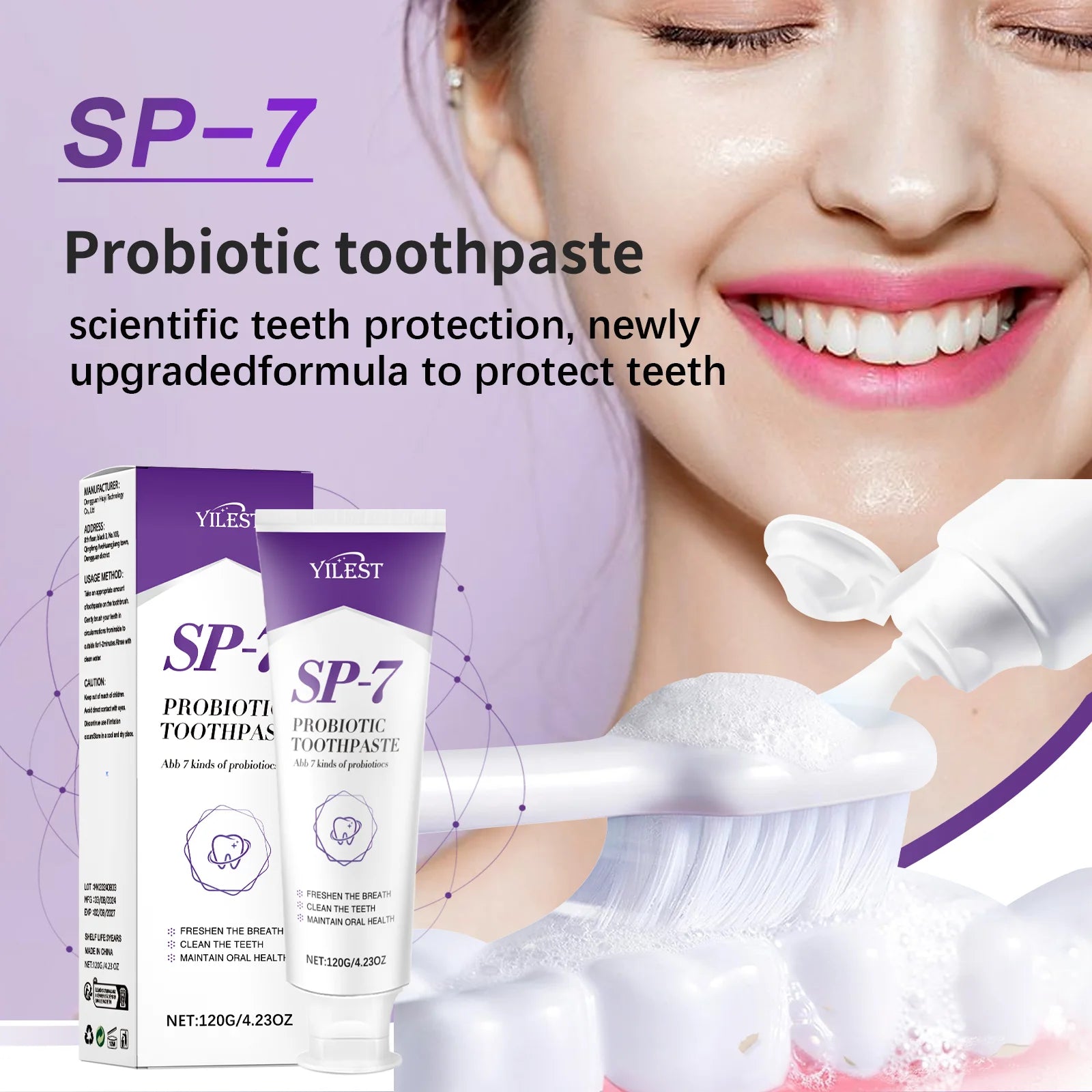 Tidesmit SP-7 Probiotic Teeth Whitening Toothpaste 120g for plaque removal and fresh breath oral hygiene care