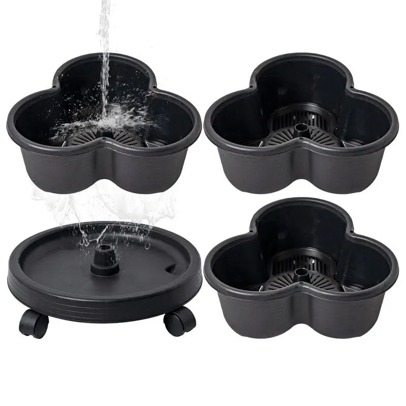 4pcs/set Stackable Vertical Flower Pot Plastic Garden Planter Tower with Movable Casters Strawberry Seedling Frame Decoration