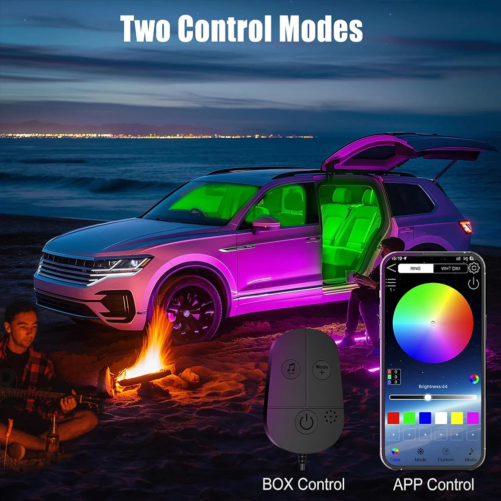 Ambient Car LED Footwell Lights – App Controlled Interior Lighting Tidesmit