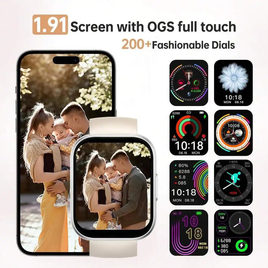 OUKITEL 2026 Smart Watch For Men Women (Answer/Make Calls), 1.91" HD Screen Fitness Watch 140+ Sport Modes Smartwatch, Step And