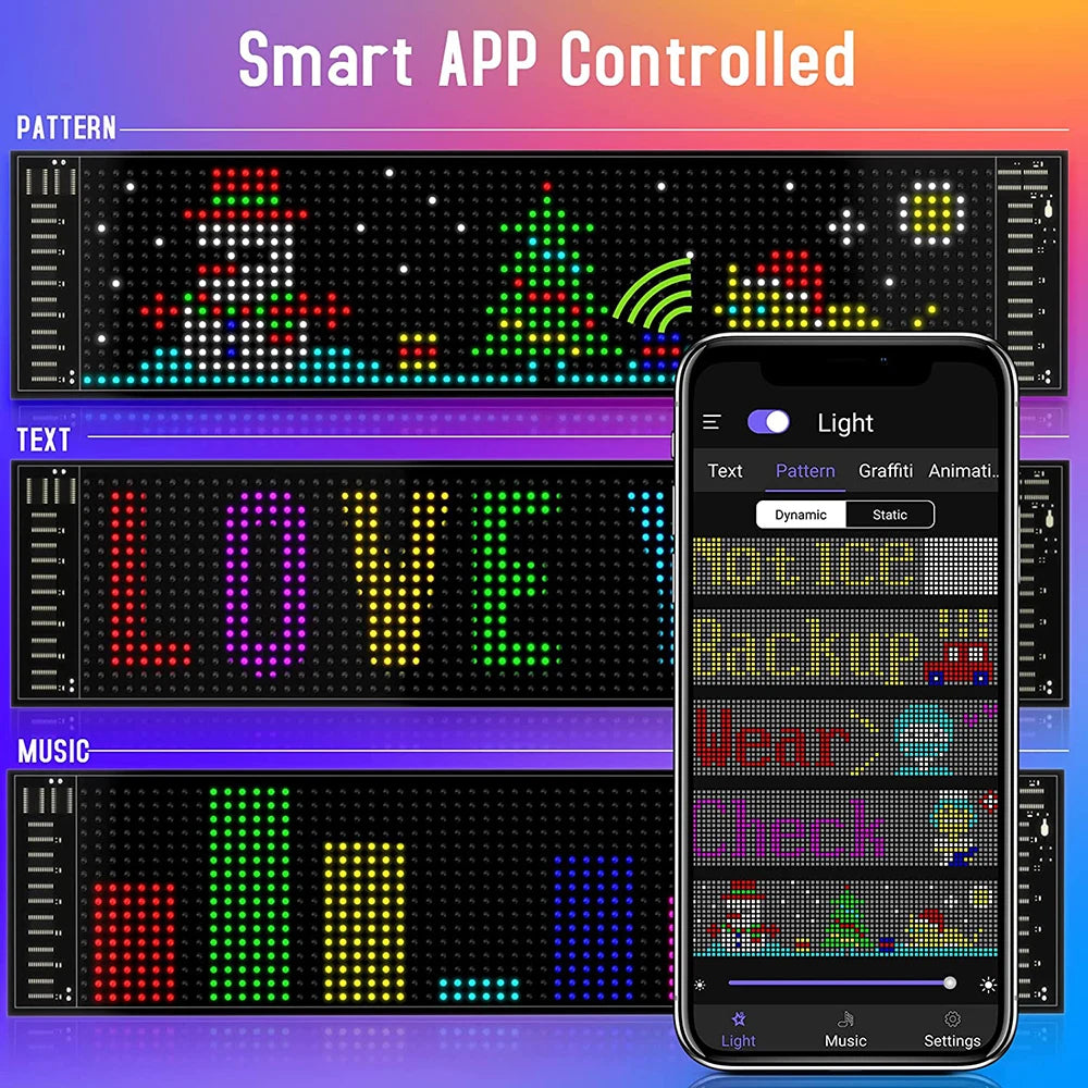 Programmable Car LED Matrix Panel | Flexible DIY Display Sign - Tidesmit Tidesmit