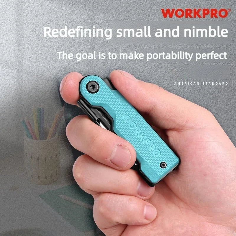 Workpro Folding Utility Knife Stainless Steel Quick Realse Pocket Knife with Belt Clip Sharp 10 blades Purpose DIY Cutting Tools