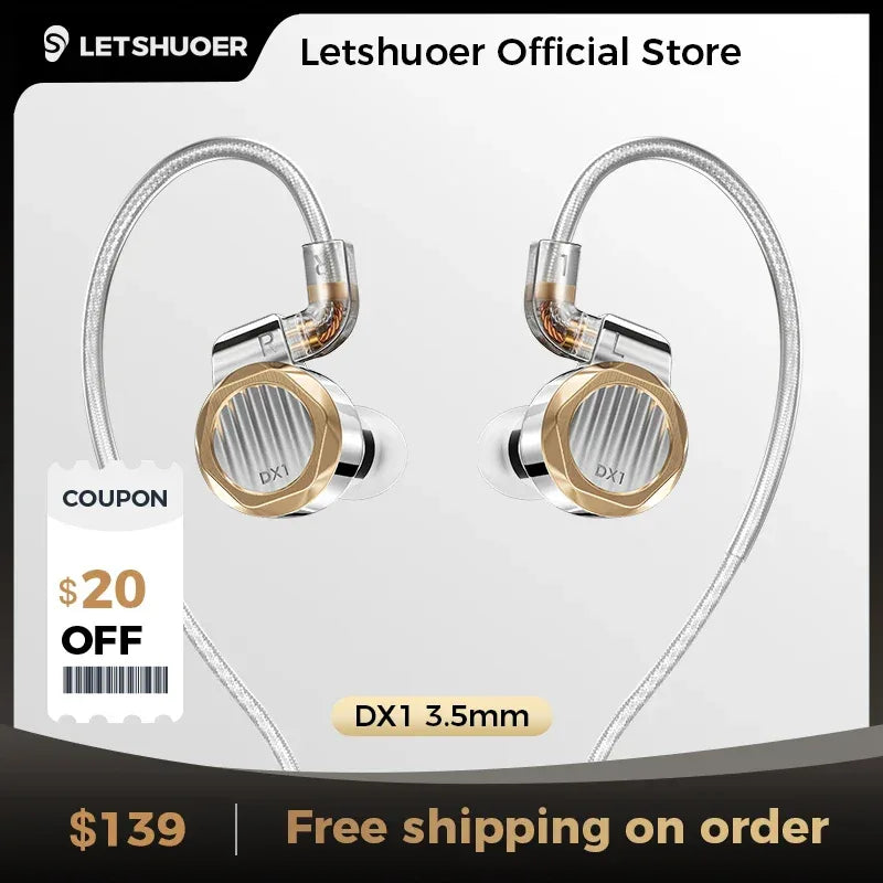 LETSHUOER DX1 11mm Dynamic Driver HiFi In-Ear Monitors by Tidesmit Tidesmit