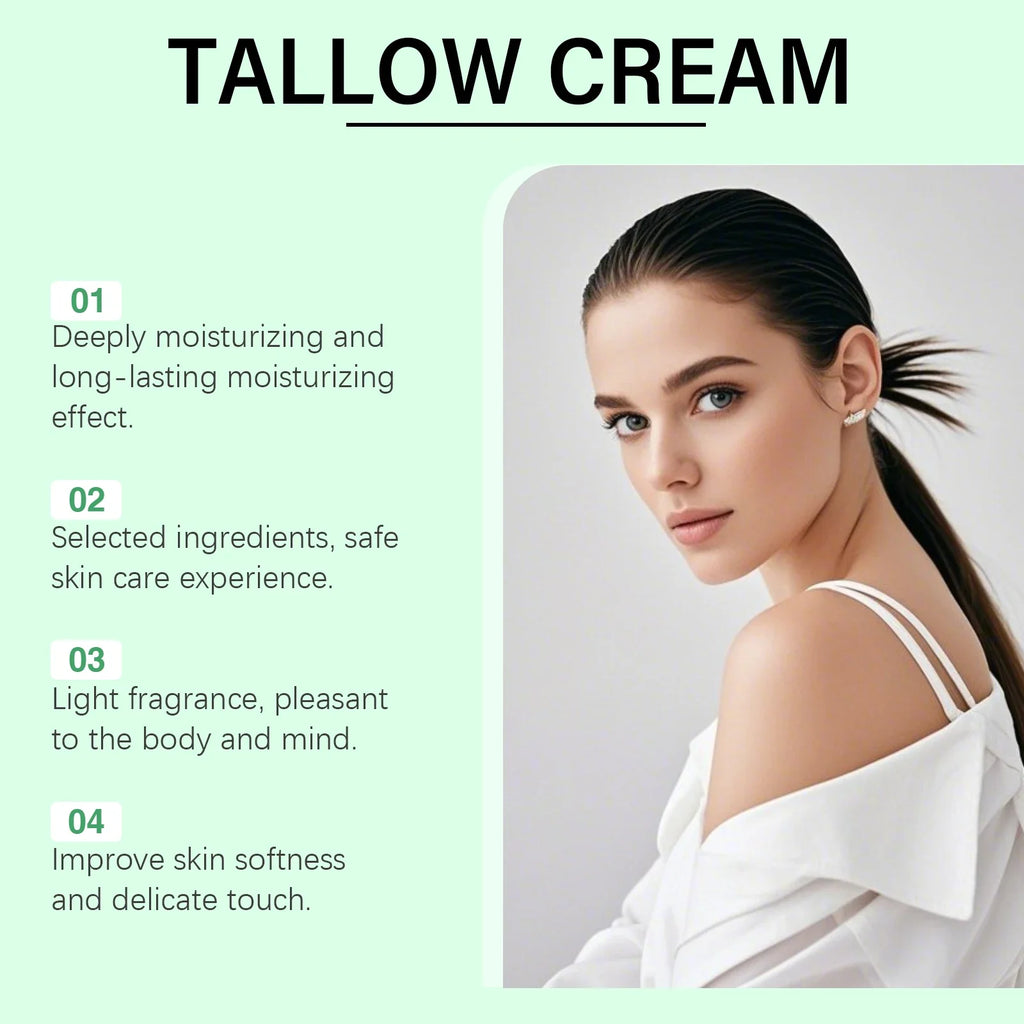 Beef Tallow Face Cream Anti Aging Fine Lines Deep Moisturizing Soothing Repair Damaged Day Skin Nourishing Face Body Lotion 60g