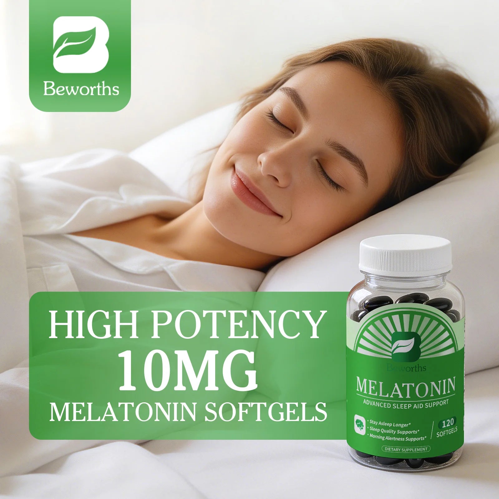 BEWORTHS Melatonin 5mg Vitamin B6 Anti Stress Tools Sleeping Pills Melatonin to Sleep Stay Asleep Longer For Adult Beauty Health