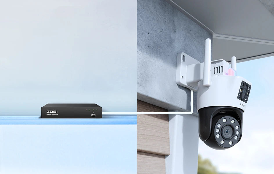 ZOSI C298 8MP/4MP Dual-Lens Wired WiFi PTZ Security Camera Outdoor Wide Angle 8X Hybrid Zoom AI Detection 360 Surveillane Camera