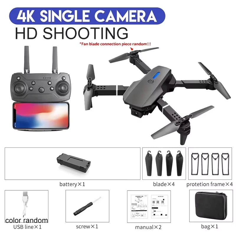 4K Camera Drone - Foldable Quadcopter with HD Lens for Beginners 4K-Black-SC-1B Tidesmit