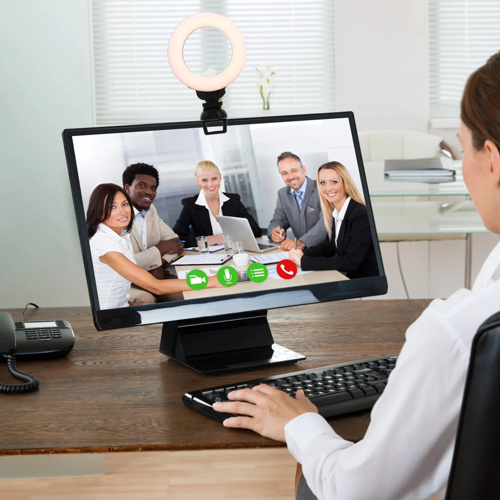 4 Inch LED Ring Light for Video Calls - Adjustable Tone Clip-On Light Default Title Tidesmit
