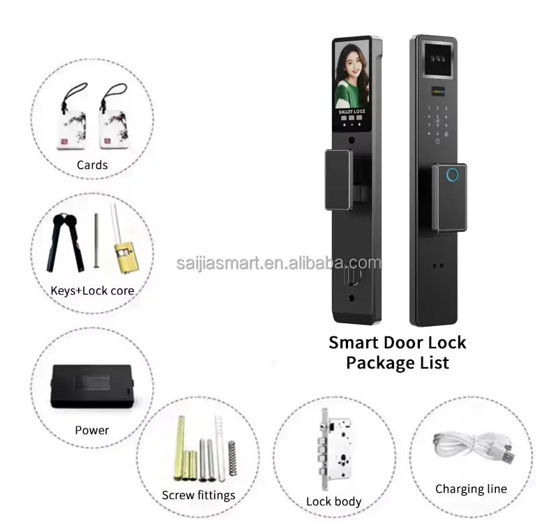 3D Face Recognition Tuya Video Intercom Security Fingerprint Card Unlocking Smart Home Camera Door Lock 9 Languages
