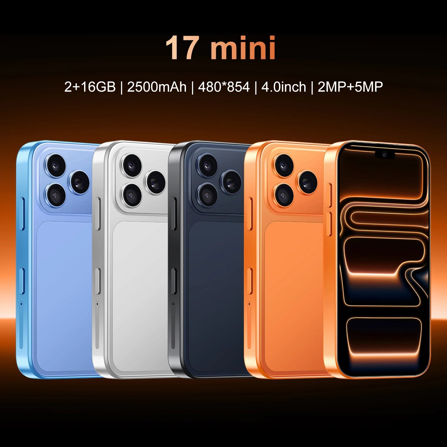 IVMI 17 mini 2GB RAM 16GB ROM Smartphones Android 8.1 Dual SIM 4.0"Display WIFI Bluetooth Play Store 3G Small Mobile Phone
