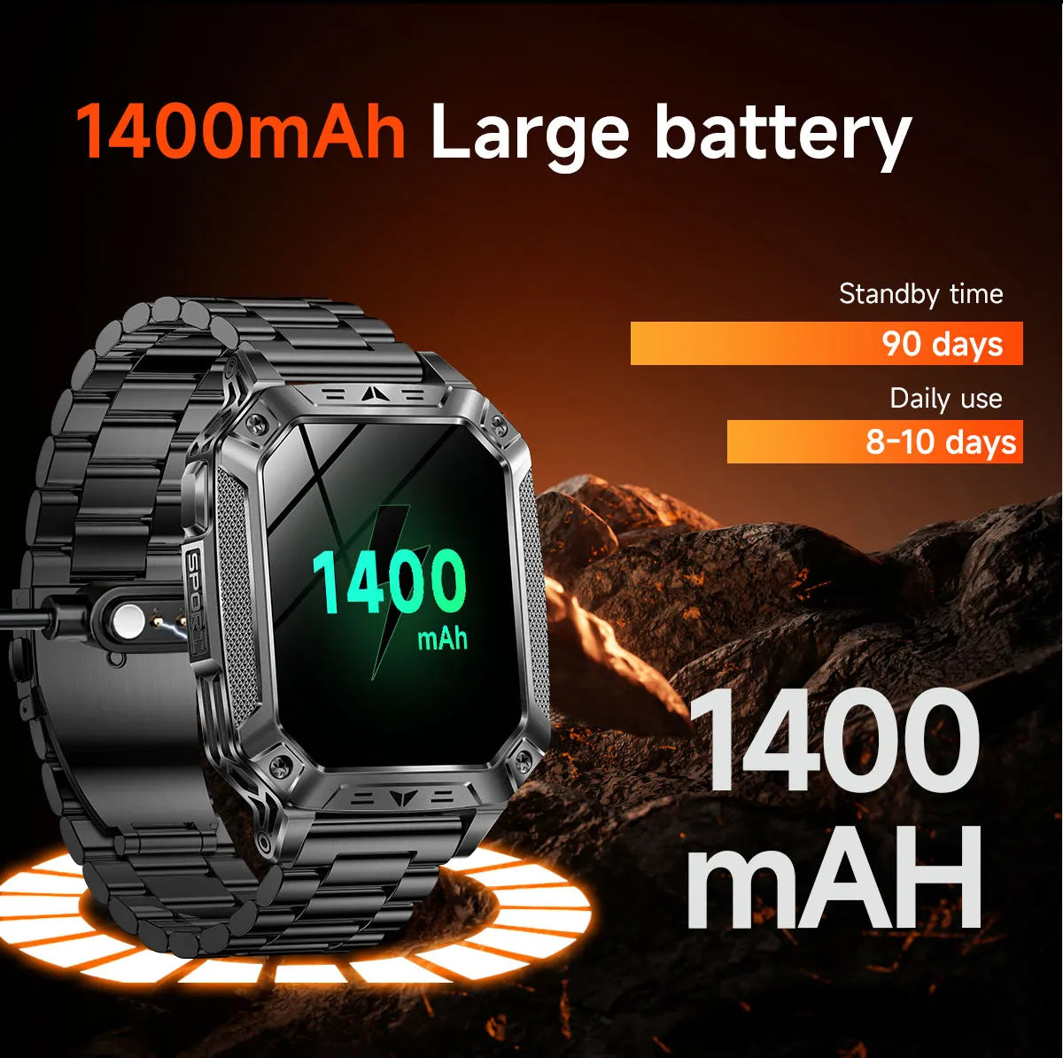 YLL-AK86 Outdoor Sport for Smart Watch Fitness Tracker Sleep Tracker IP67 AMOLED Screen Heart Rate Monitor Magnetic Charging