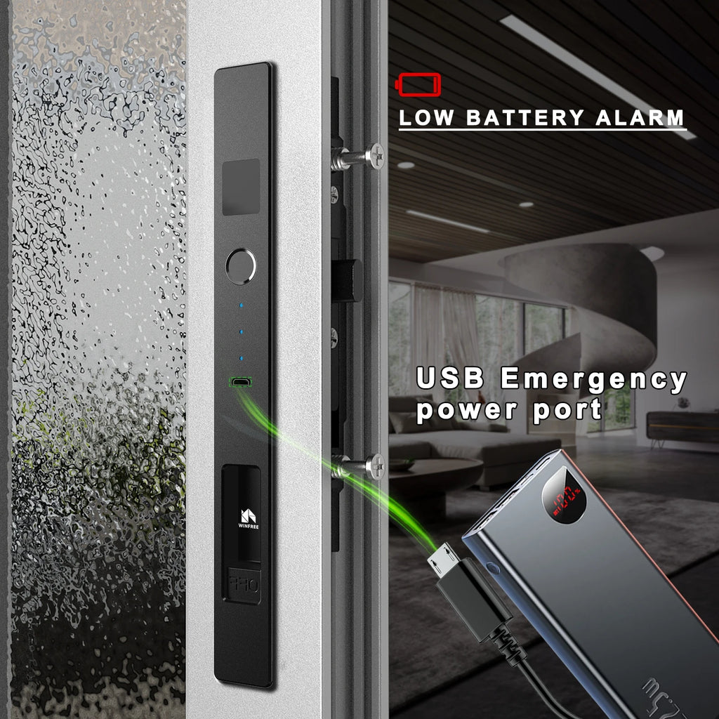 WINFREE Sliding Window Door Smart Lock Fingerprint Tuya Bluetooth Smart Window Lock  Special Aluminiun Profile Window Lock