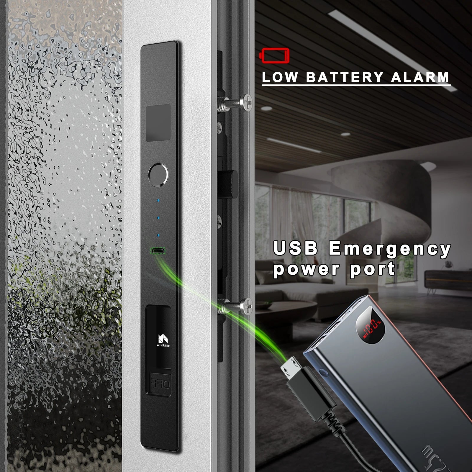WINFREE Sliding Window Door Smart Lock Fingerprint Tuya Bluetooth Smart Window Lock  Special Aluminiun Profile Window Lock