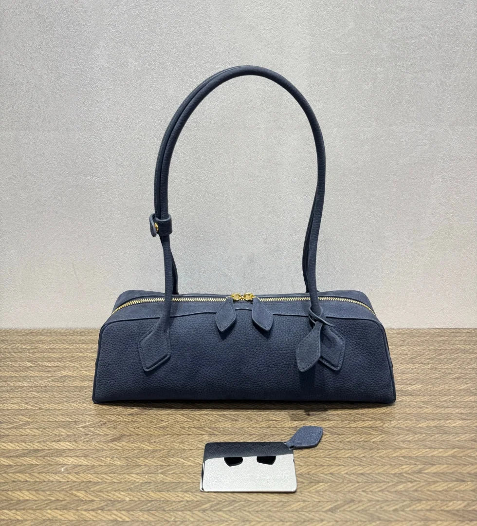 2026 high-quality genuine leather sausage bag, high-end customized high silk gloss leather handbag, women's shoulder bag