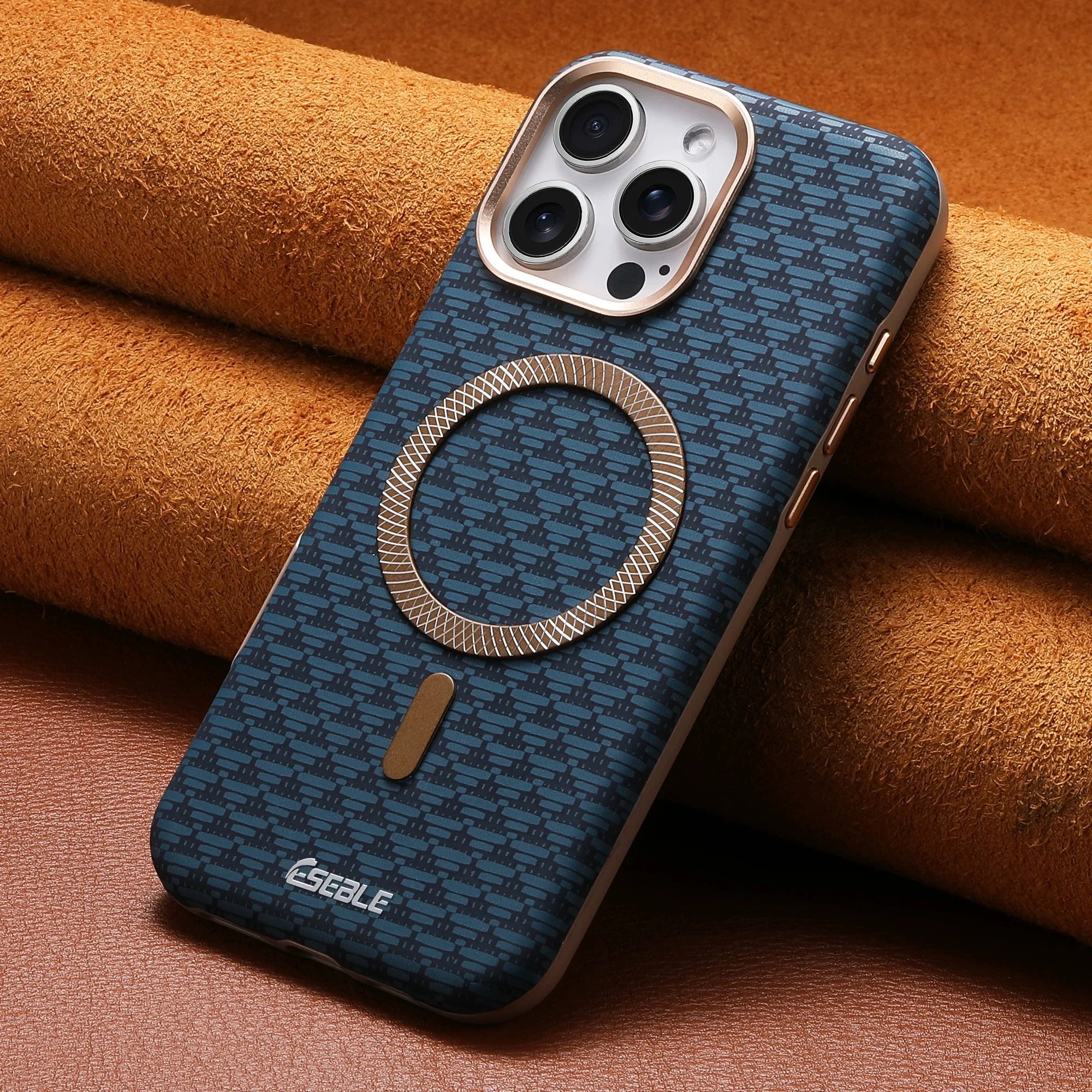 Magnetic Leather iPhone Case | Shock-Absorbing & Wireless Charging Compatible Blue Tidesmit