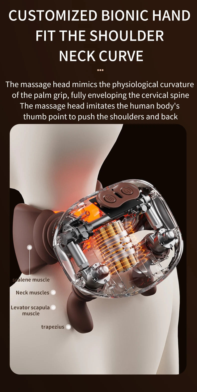 Electric Neck and Shoulder Massager - Deep Tissue Heat Therapy Device Massage Cushion Tidesmit