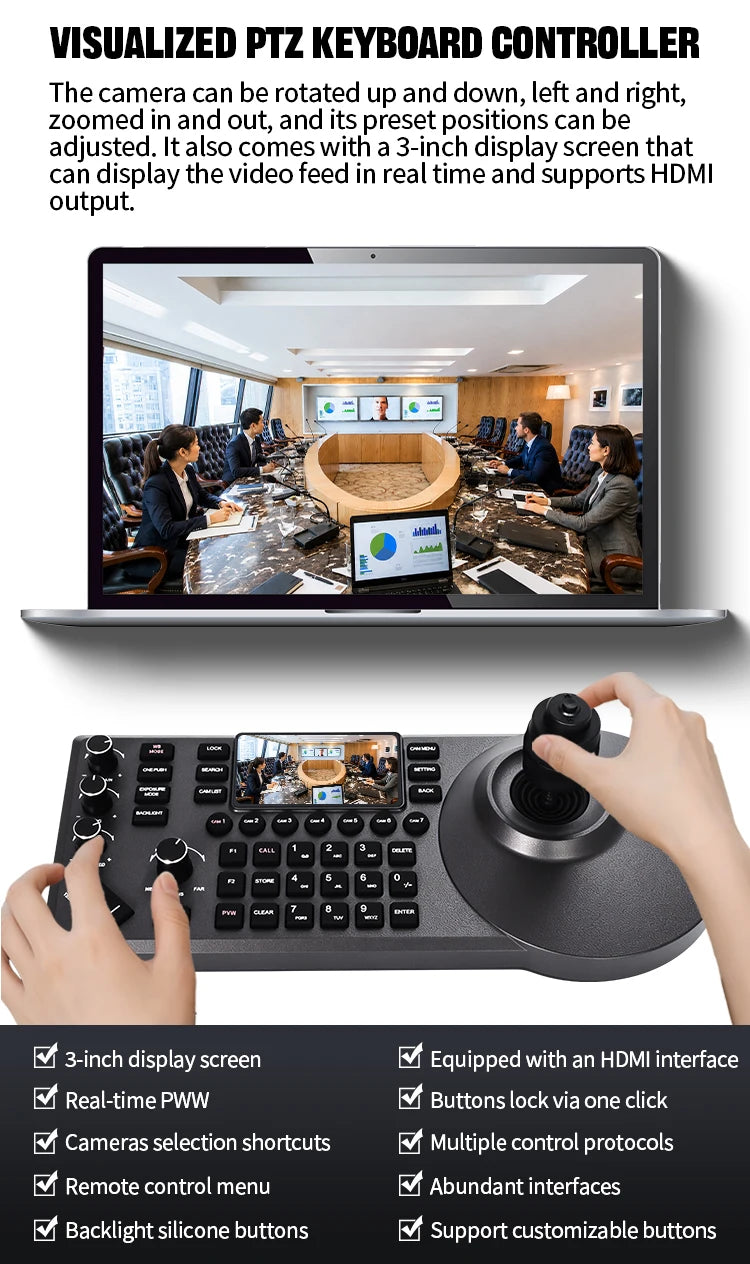 PTZ Camera 4K 20X Zoom Video Conference Camera Kit Church Meeting Live Broadcast PTZ Camera Controller for Video Conferencing