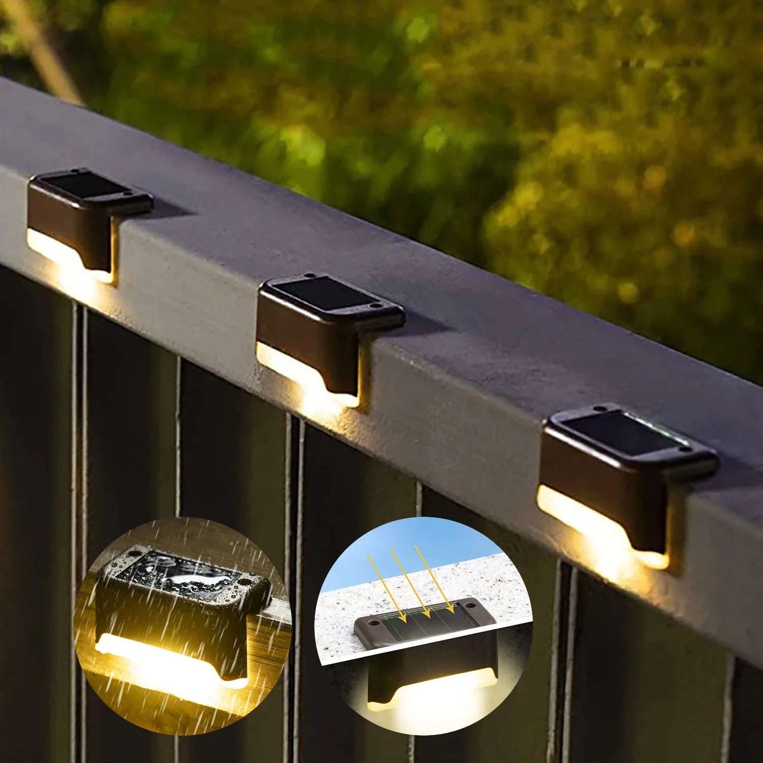 Warm White LED Solar Step Lamp Path Stair Outdoor Garden Lights Waterproof Balcony Light Decoration for Patio Stair Fence Light