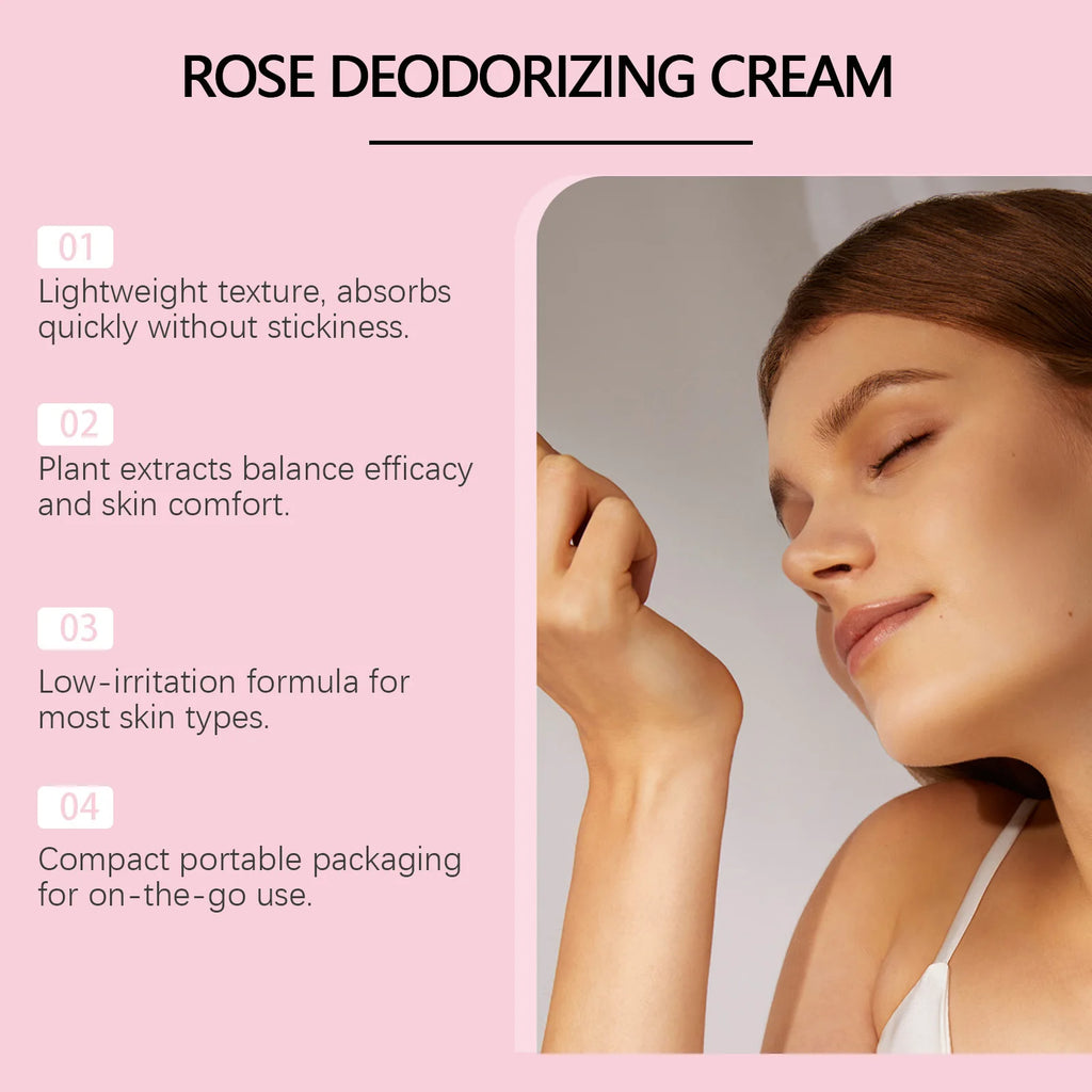 Tidesmit OceAura Rose Scented Body Cream with peony and lily for odor neutralization in a 30g non-greasy portable pack.