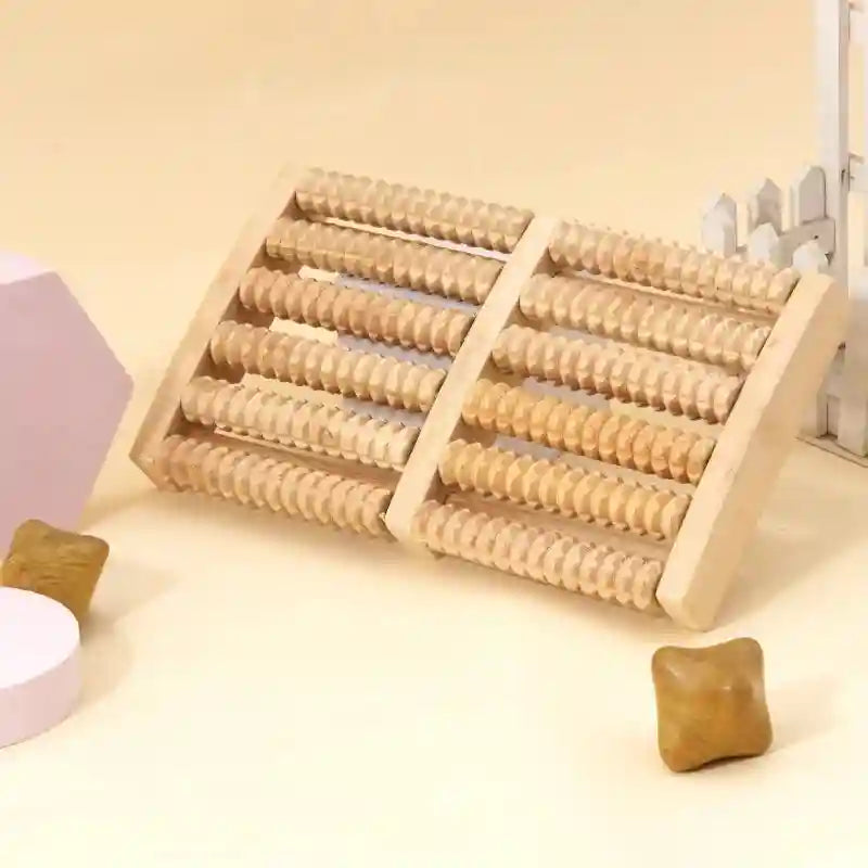 Wooden Foot Massager Roller for Reflexology and Home Stress Relief Relaxation Treatment Tidesmit