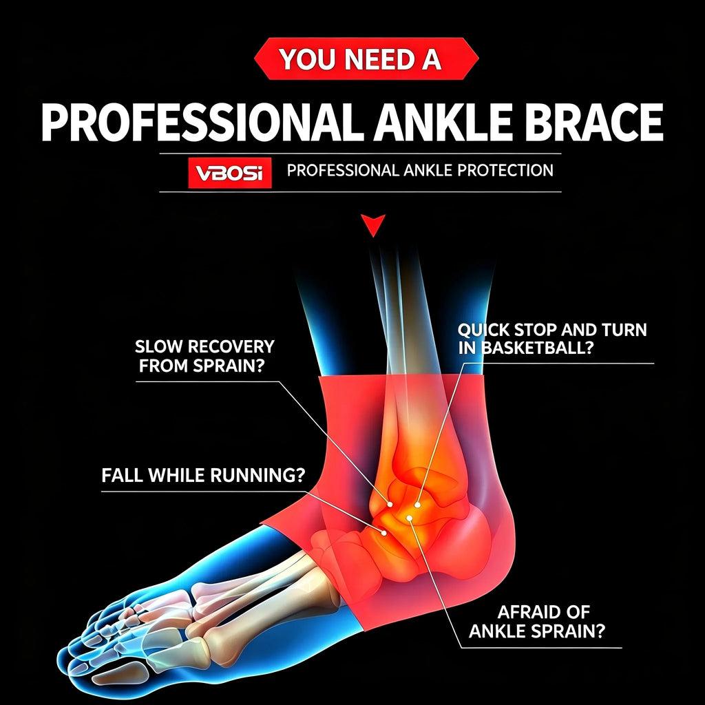 VBOSI Adjustable Compression Ankle Brace Support for Men Women, Breathable Sports Ankle Stabilizer for Basketball Running Sprain