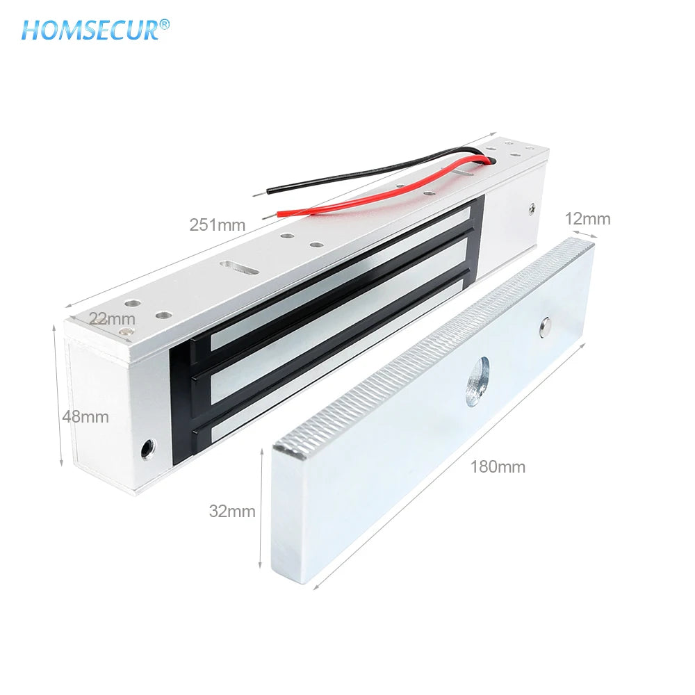 HOMSECUR 12V Waterproof Electric Magnetic Lock 280KG 600lb Holding Force For Iron Wooden Door Access Video Intercom System