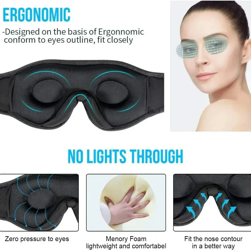 Bluetooth Sleep Headphones Mask - 3D Ergonomic Wireless Eye Cover Tidesmit