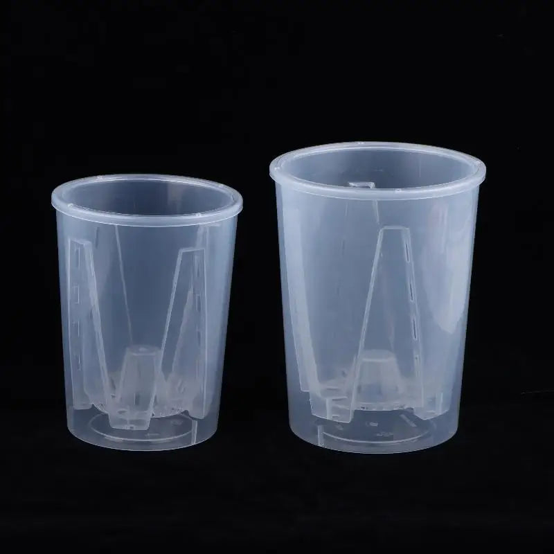 Double-Layer Automatic Watering Flower Pot Plastic Transparent PlanterW Holes Butterfly Orchid Root Control Pots Gardening Tool