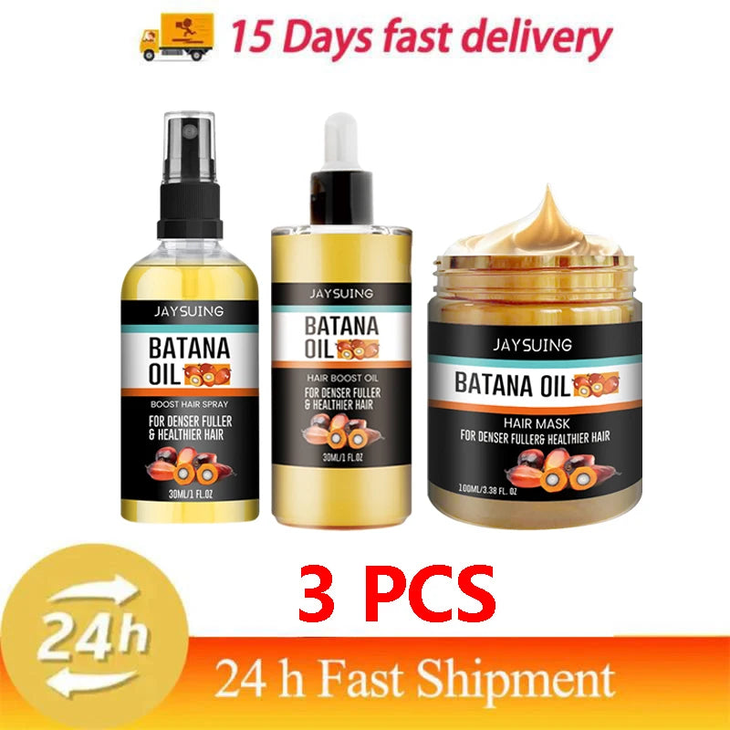 Tidesmit Batana Oil hair growth kit: hair loss spray, root repair oil, and mask for thicker, stronger hair regrowth.