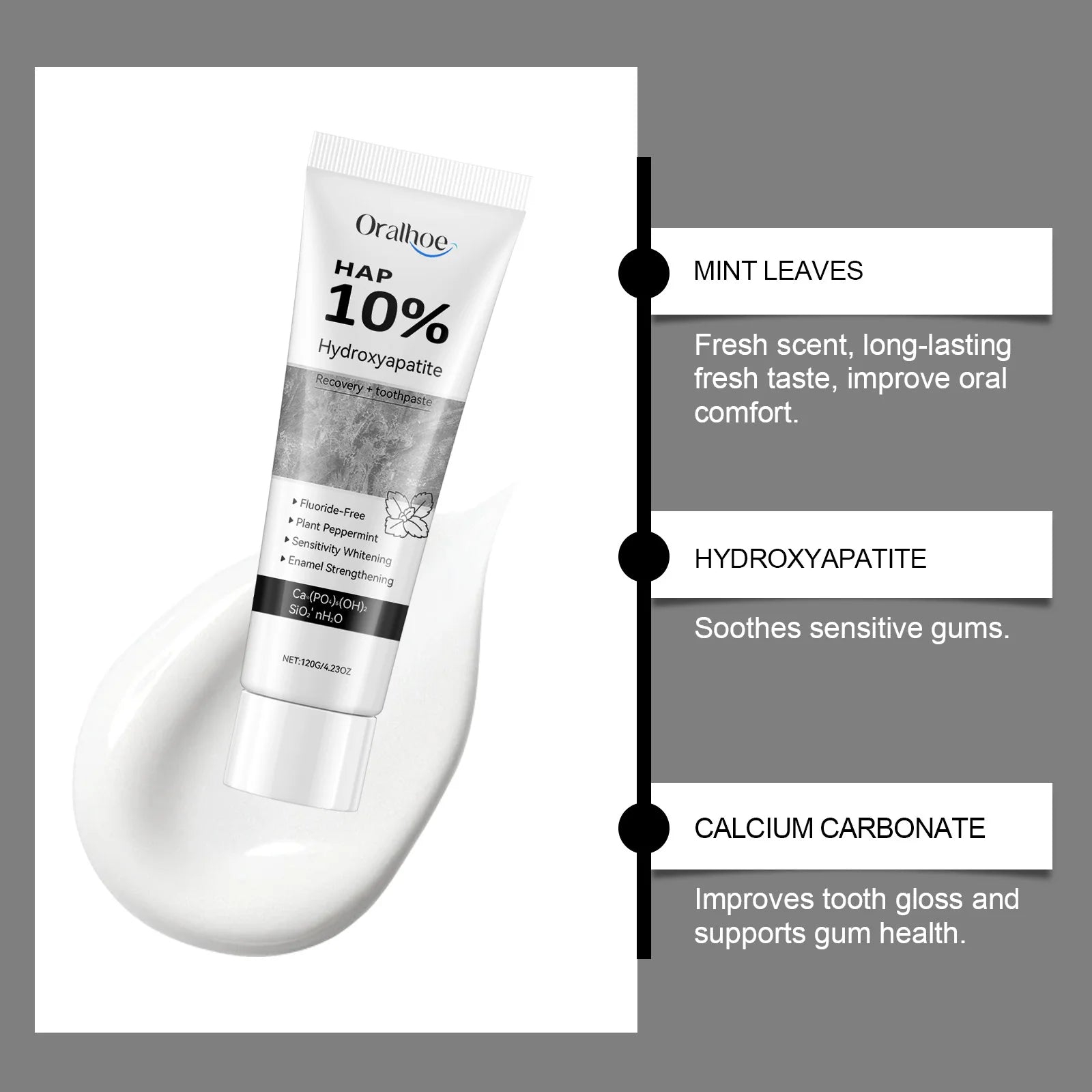 Tidesmit hydroxyapatite whitening toothpaste for enamel repair and stain removal for brighter, fresh breath