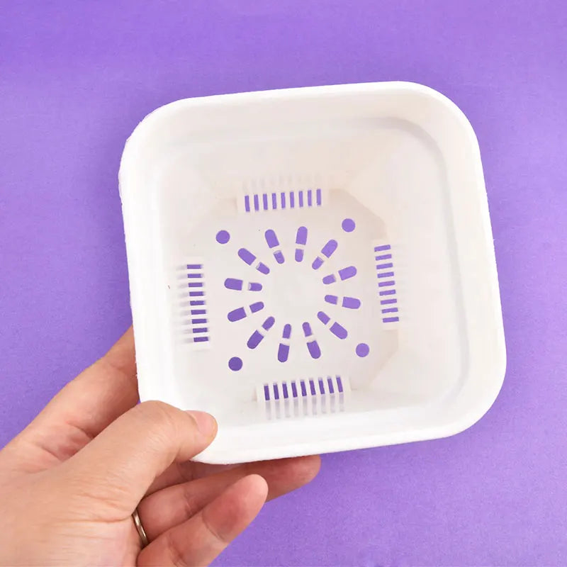 White square planter bottom insert with drainage hole pattern