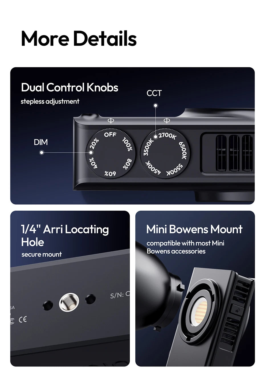 100W Portable COB LED Video Light - Adjustable Bi-Color Bowens Mount Tidesmit
