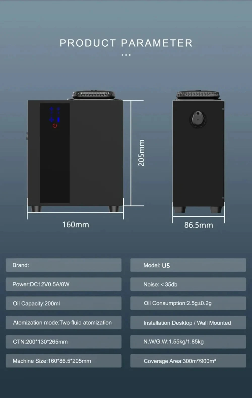 900m³ Professional Aroma Diffuser Bluetooth/wifi Smell Distributor Electric Smell for Home HVAC Waterless Essential Oil Diffuser