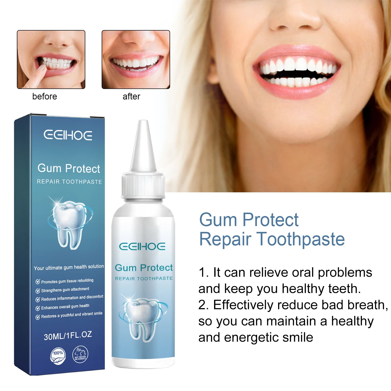 Tidesmit Rapid Repairing Gum Atrophy Toothpaste for dental allergy relief and deep cleaning of damaged teeth