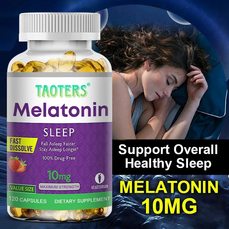 Melatonin capsules 10MG - promotes restful sleep and reduces stress, uninterrupted sleep, antioxidant effect