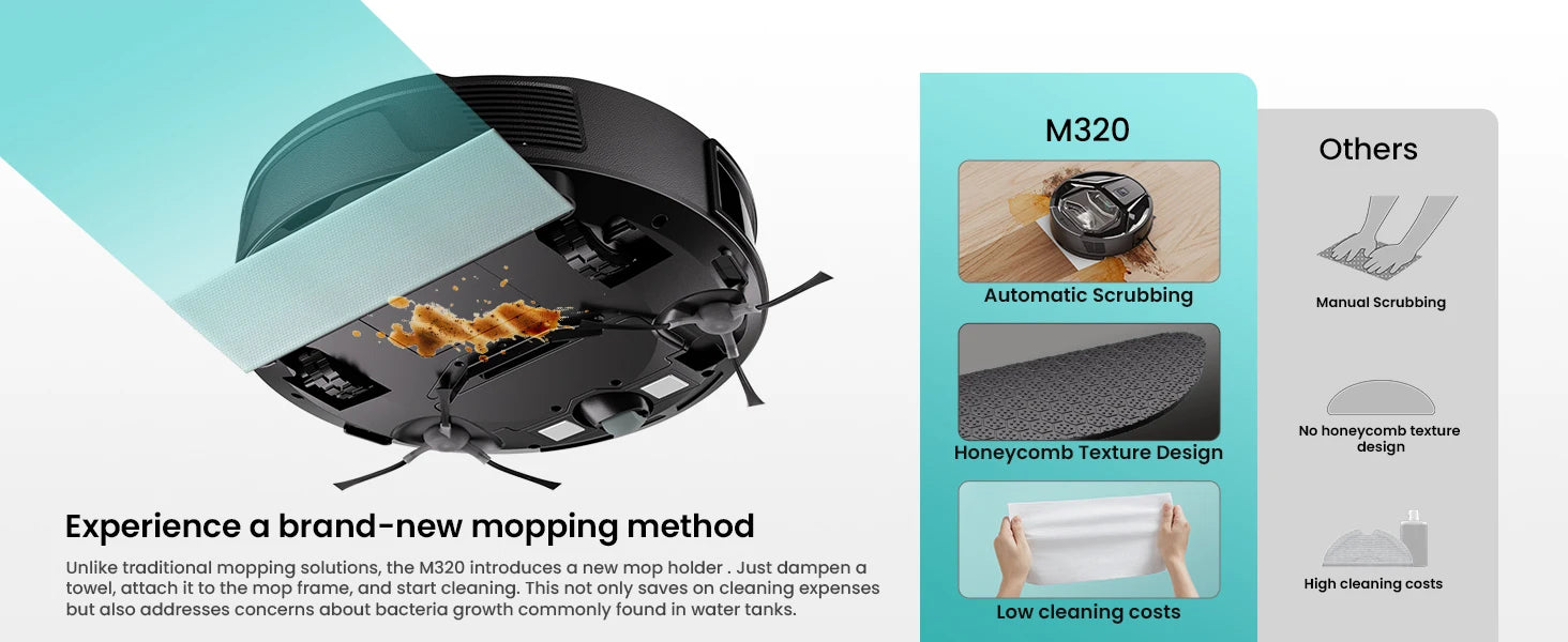 Tidesmit Lefant M320 robot vacuum with 6000Pa suction and carpet detection cleaning a hardwood floor