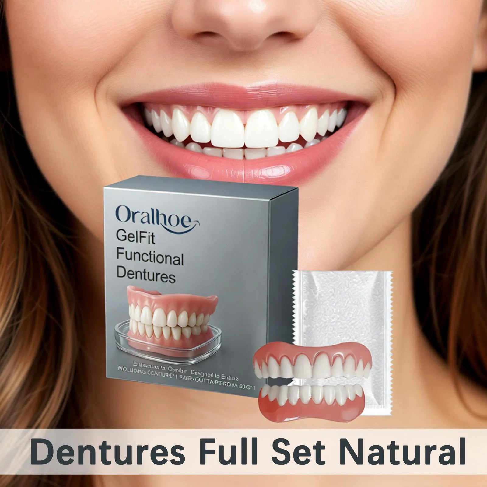 Silicone Dentures False Teeth Full Set Soft Safety Easy to Use Perfect Fit Oral Improve Tooth Loss Broken Temporary Improve