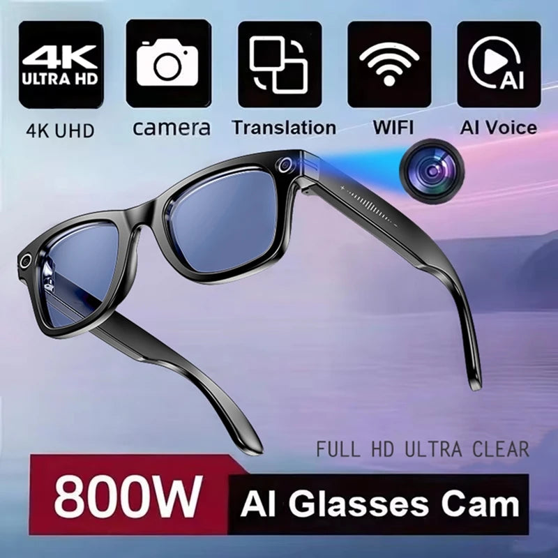 AI Smart Glasses with Camera & Bluetooth Audio - Tidesmit Multi-Lens Blue Lens Tidesmit