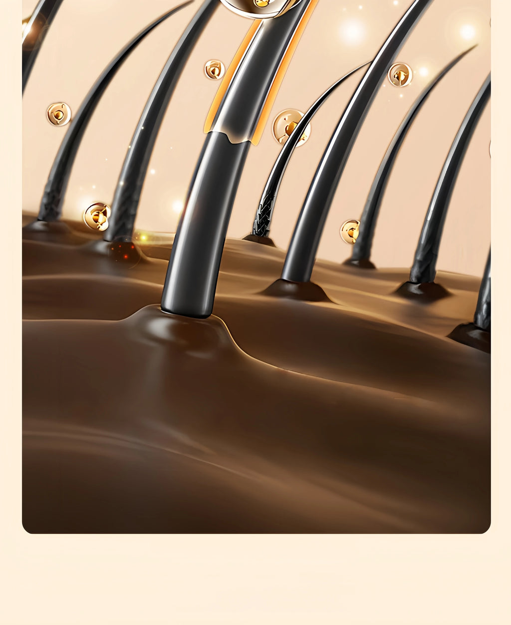 3D illustration of hair follicles protected by blue light technology from Gmdq 1800W quick-drying hair dryer.