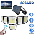 Solar Light Outdoor 496 LED Integrated Super Bright Motion Sensor Strong Power IP65 Waterproof 3 Working Modes Garden Wall Security Lights