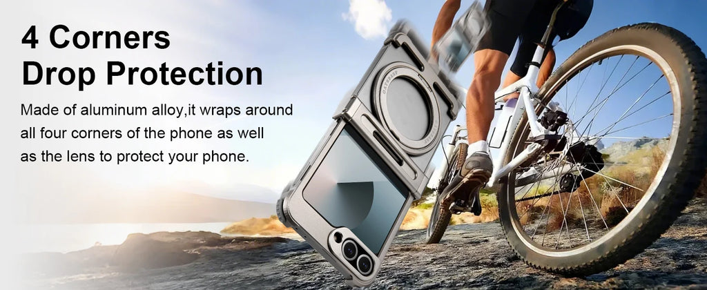 Samsung Galaxy Z Flip 7 Metal Frame Case with 360 Ring - Titanium Tidesmit
