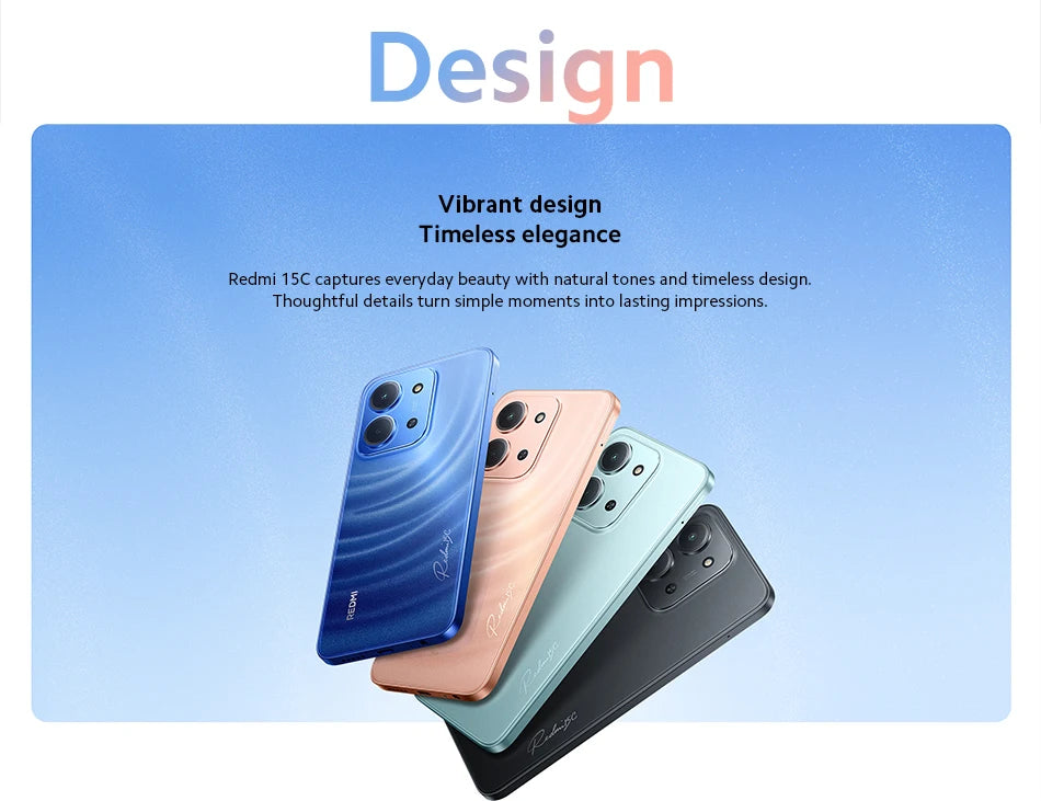 Xiaomi Redmi 15C Smartphone Global Version MediaTek Helio G81-Ultra 120Hz 6.9" Dot Drop display 33W charging