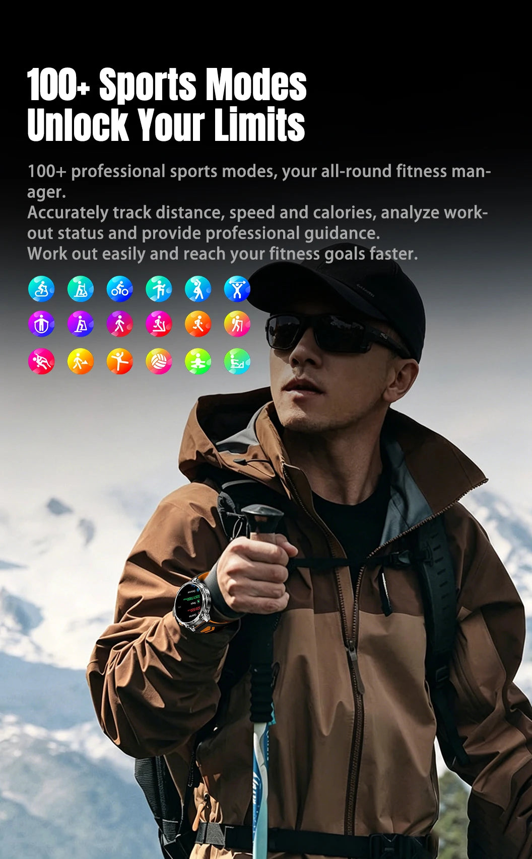 New outdoor GPS path 1.46"100+sport Bluetooth calling Smart Watch IP68 Waterproof Sports Run tracker Outdoors Compass Smartwatch