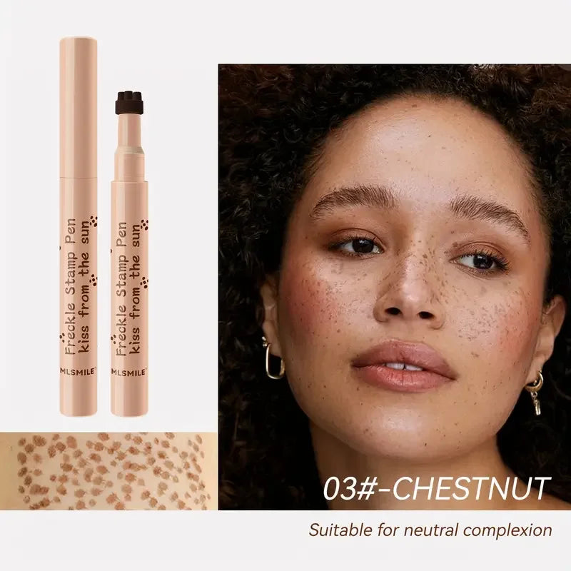 Tidesmit waterproof fake freckles pen for natural dot spot makeup detail view on all skin tones