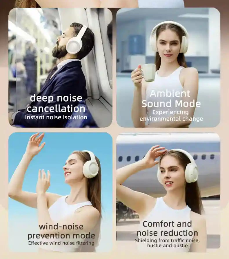 Wireless Headphones with Active Noise Cancellation - L50 Over-Ear Model Tidesmit