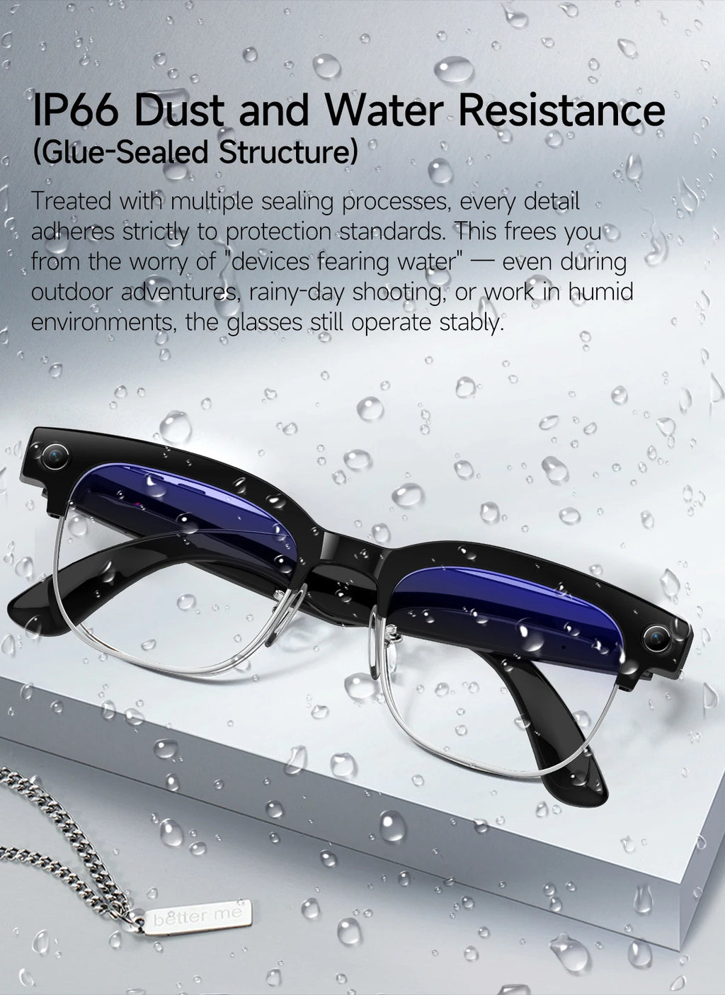 AI Smart Glasses with 8K Camera - Black Bluetooth Mixed Reality Headset Tidesmit