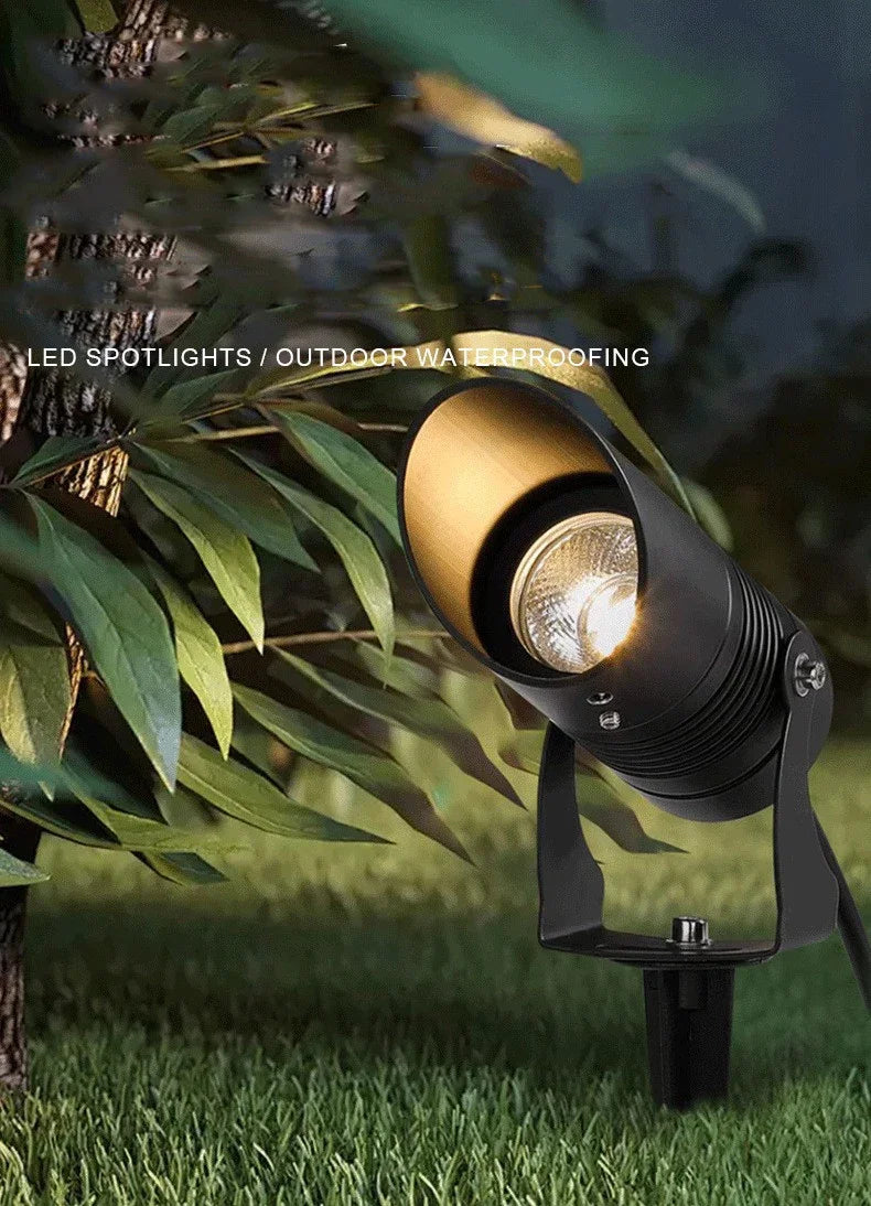 All Aluminum Outdoor LED Garden Lighting 3W 7W 12W 15W Spike Lawn Lamp Waterproof Lighting Garden Path Spotlights AC220V 12V 24V