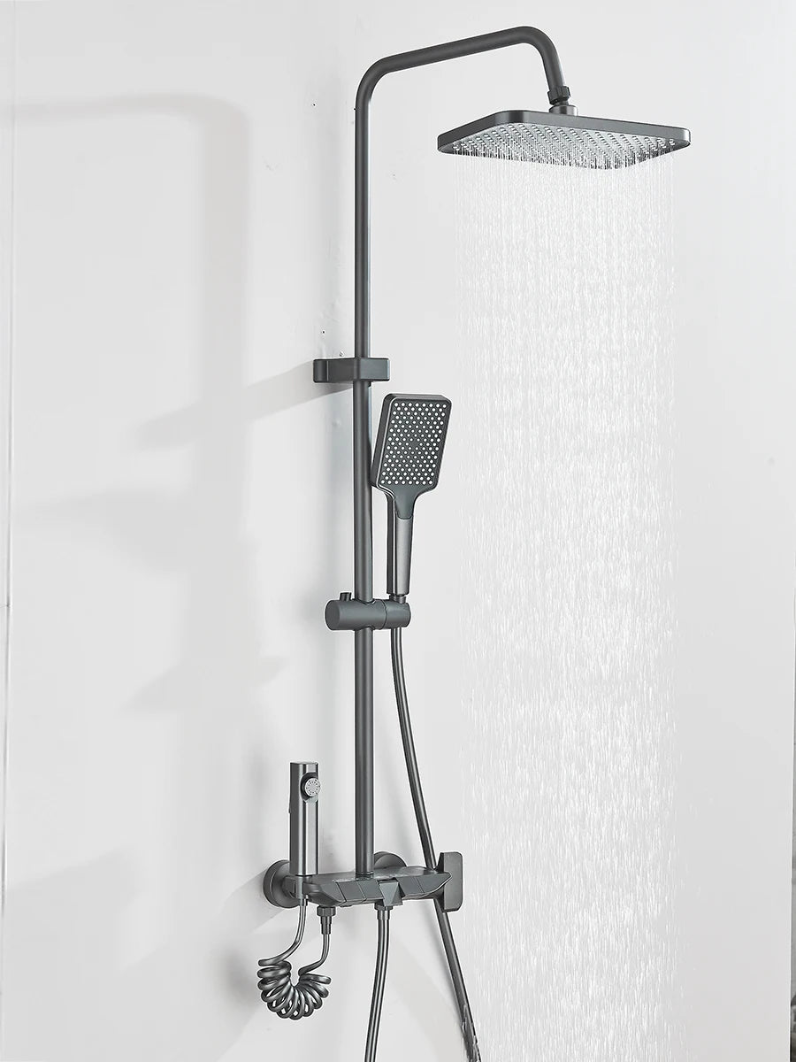 4-way Piano Shower System With Rain Shower Bidet Faucet Hot Cold Water Mixer For Bathroom Shower Kit